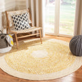SAFAVIEH Cape Cod Collection Area Rug - 6 Round, Green & Natural, Handmade Braided Jute & Cotton, Ideal for High Traffic Areas 