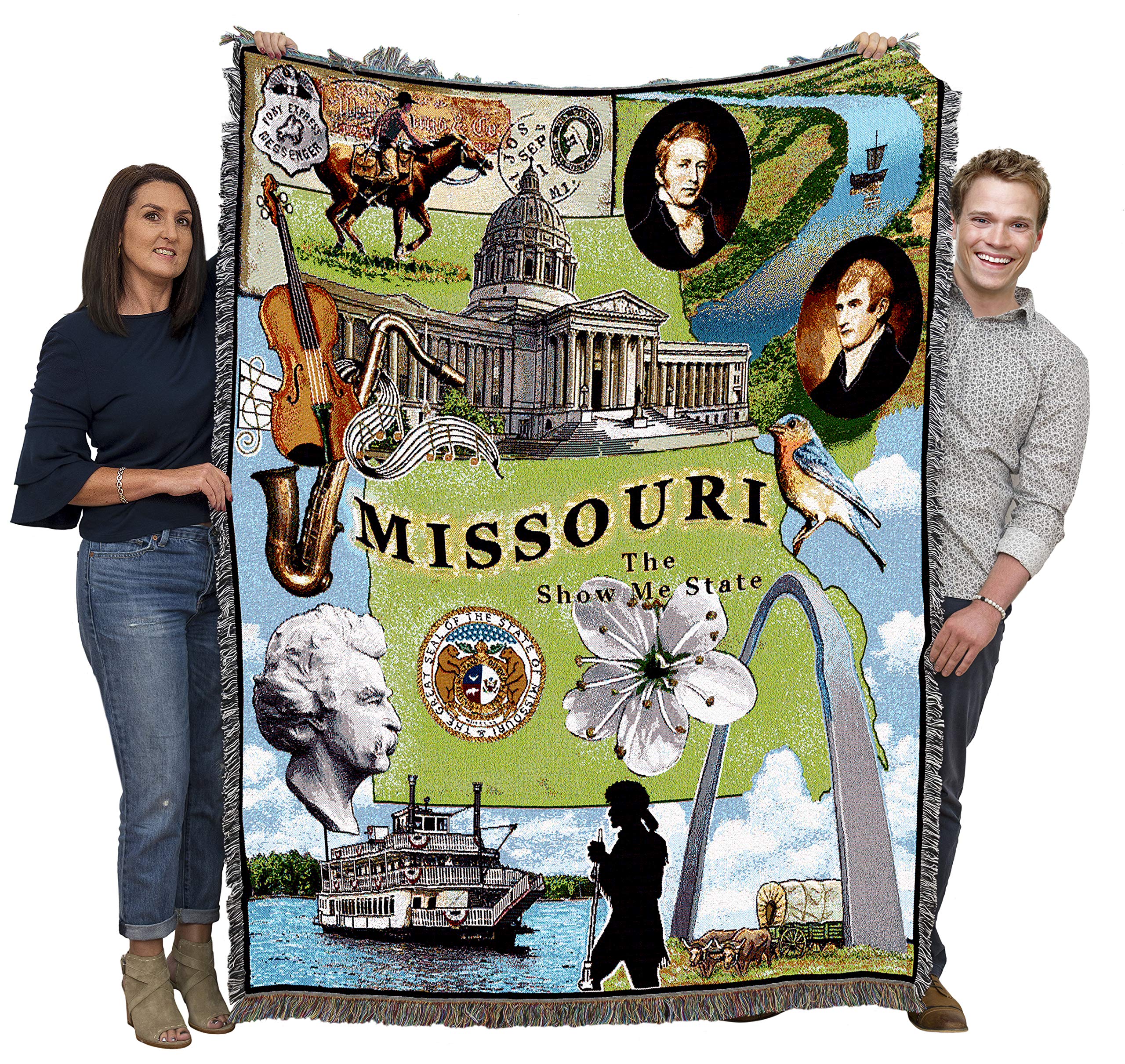 Pure Country Weavers State Of Missouri Blanket - Gift Tapestry Throw Woven From Cotton - Made In The Usa (72X54)