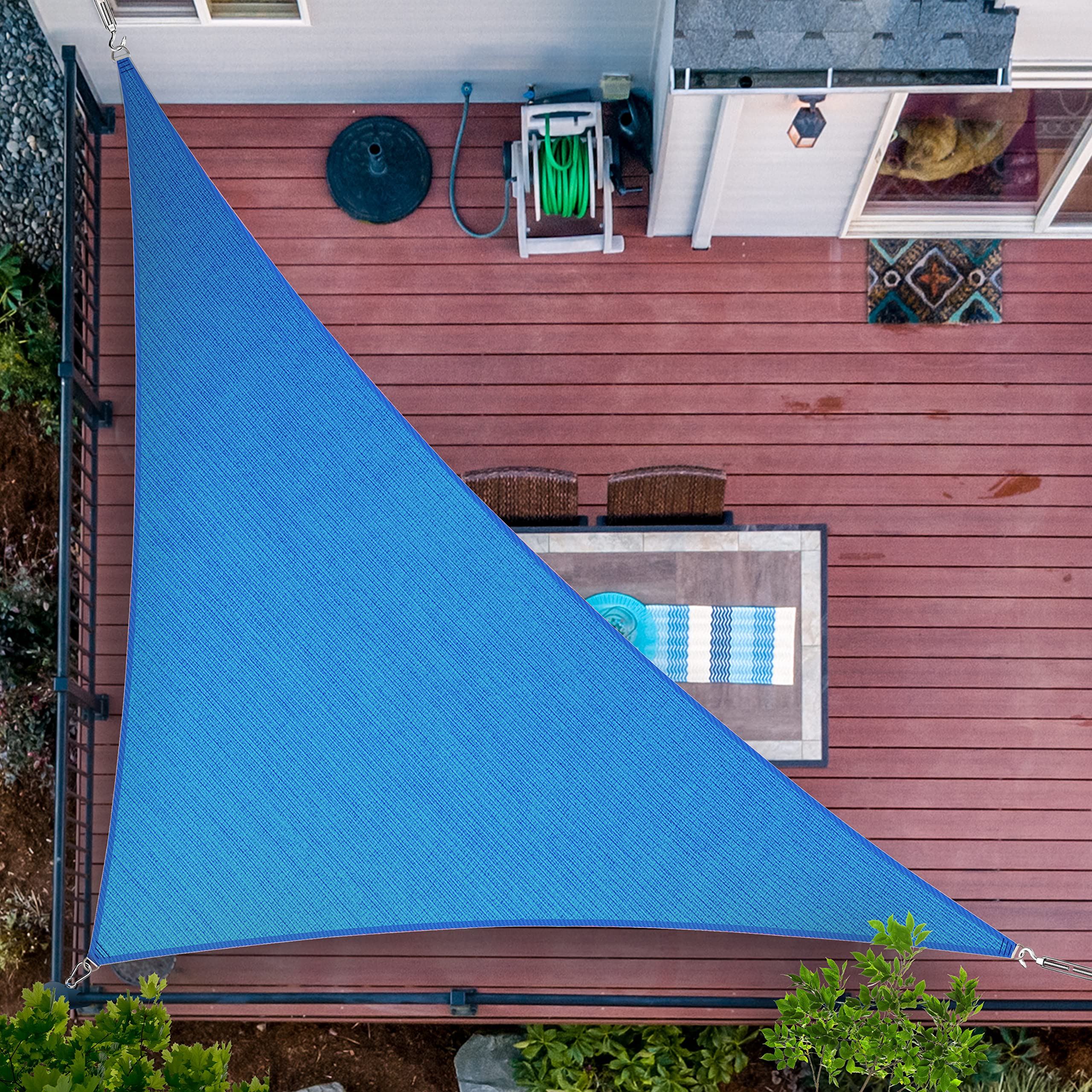 Shademart 10' X 10' X 14.1' Blue Triangle Sun Shade Sail Smtaprt10 Canopy Fabric Cloth Screen, Water Air Permeable & Uv Resistan
