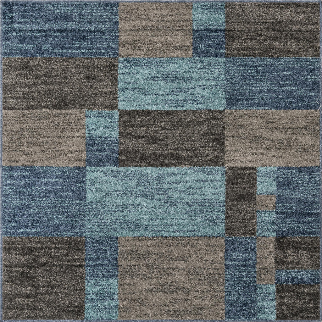 Unique Loom Autumn Collection Area Rug - Providence (5' 3'' Square, Blue Gray/ Light Brown)