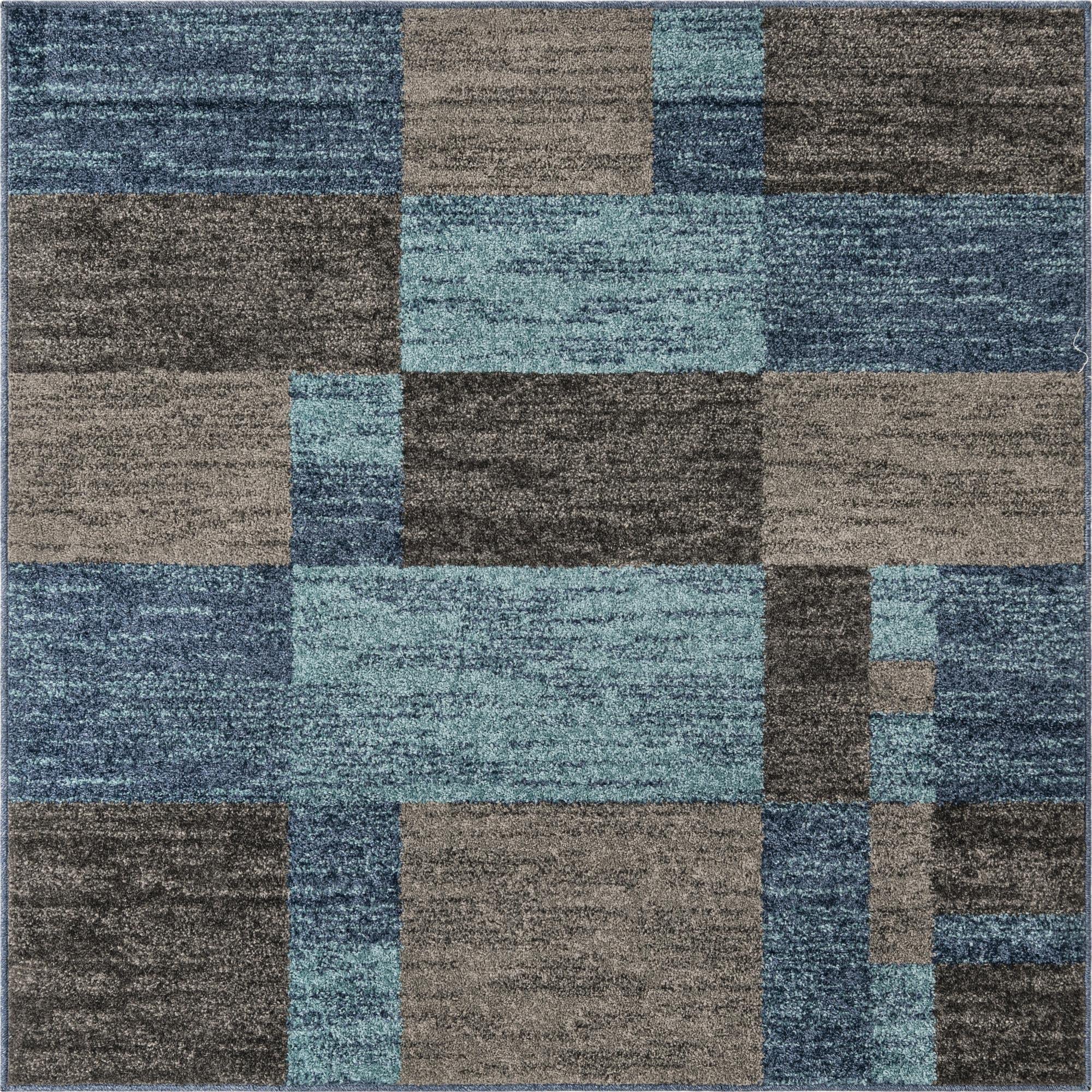 Unique Loom Autumn Collection Area Rug - Providence (5' 3'' Square, Blue Gray/ Light Brown)