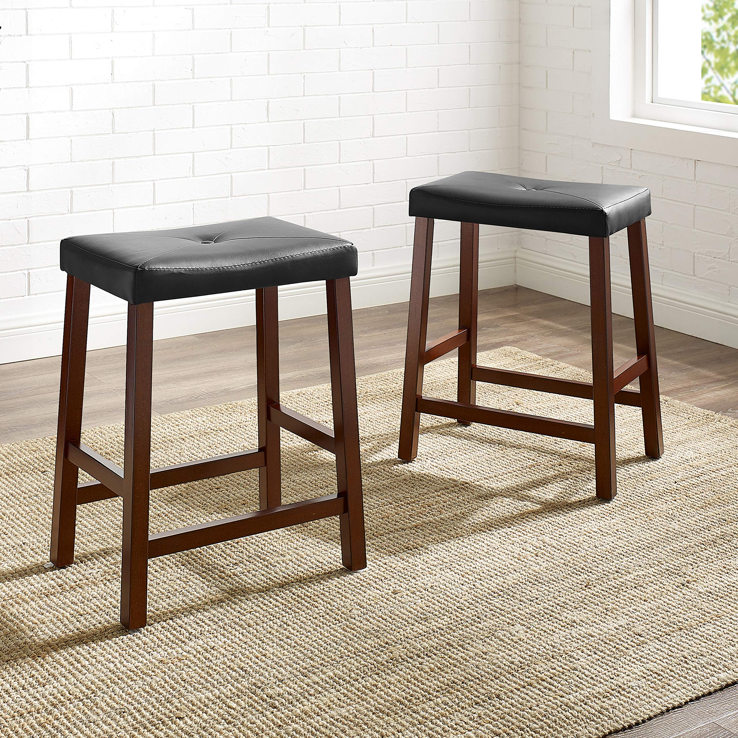 Crosley Furniture Upholstered Saddle Seat 24 Inch Barstool In Vintage ...