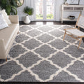 SAFAVIEH Dallas Shag Collection Area Rug - 10 x 14, Grey & Ivory, Trellis Design, Non-Shedding & Easy Care, 1.5-inch Thick Ide