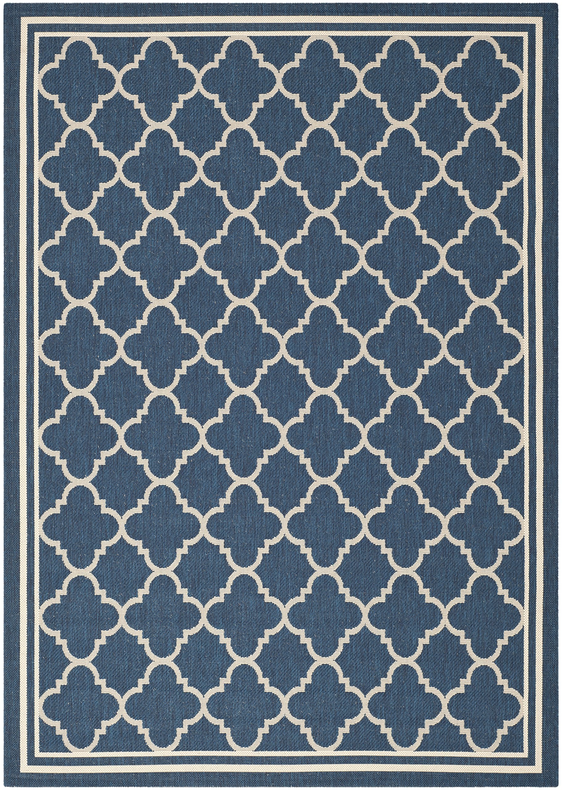 Safavieh Courtyard Collection 4' X 5'7' Navy/Beige Cy6918 Trellis Indoor/ Outdoor Waterproof Easy Cleaning Patio Backyard Area Rug