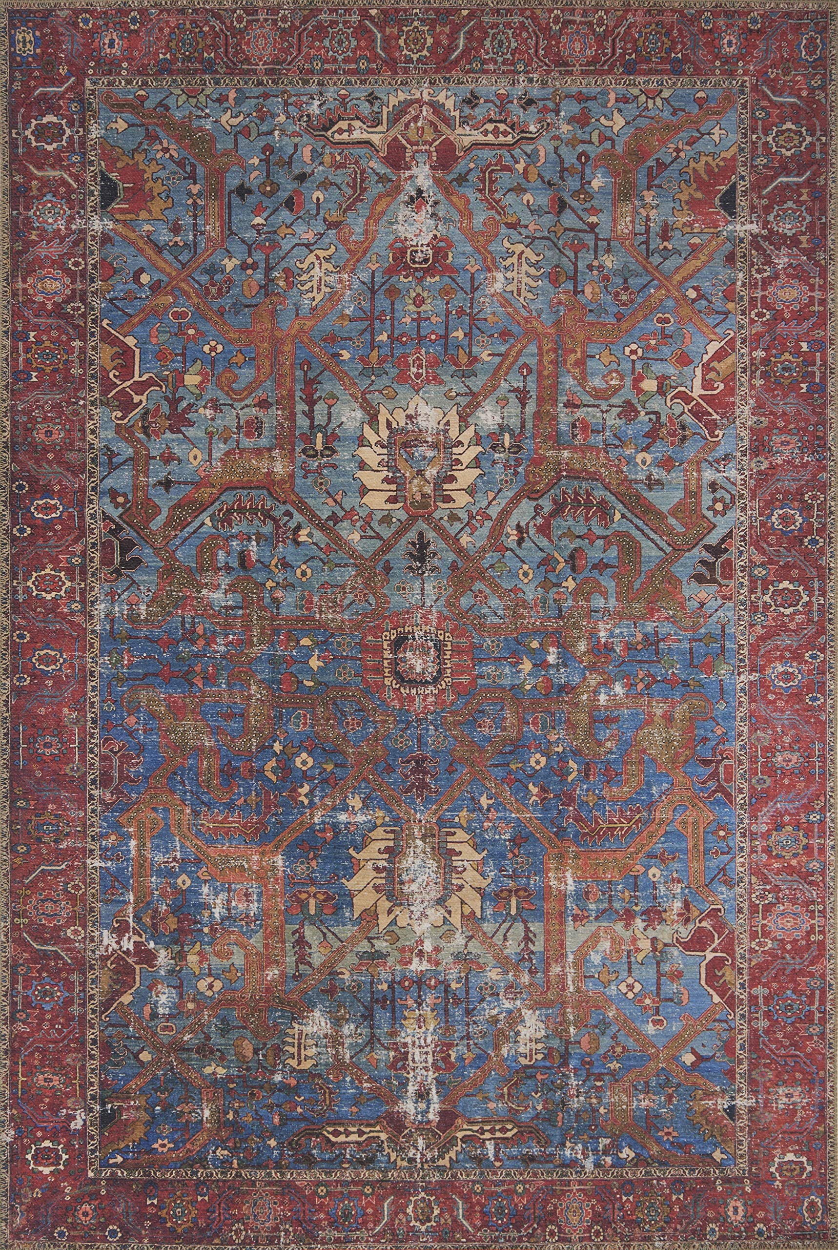 Loloi II Loren Blue/Red 7-6 x 9-6 Area Rug