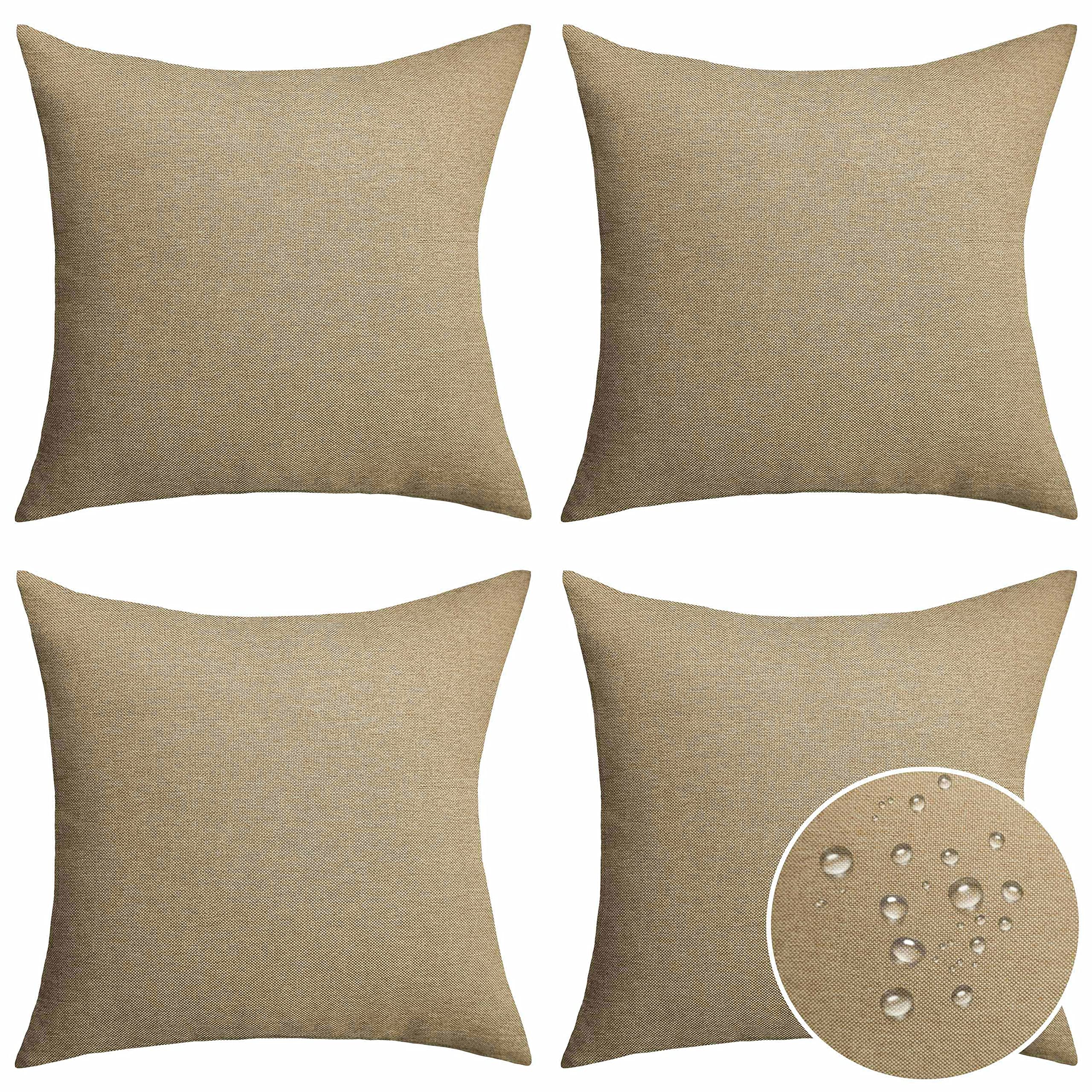 Home Brilliant Outdoor Pillows For Garden Patio Linen Throw Pillow Covers 20X20 Waterproof Euro Shams For Chairs Bedroom, 50X50