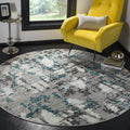SAFAVIEH Skyler Collection 4 Round Grey/Blue SKY193B Modern Abstract Non-Shedding Dining Room Entryway Foyer Living Room Bedroo