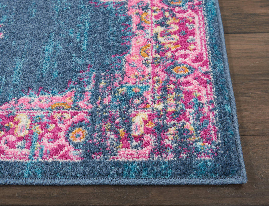 Nourison Passion Blue 2'2' X 10' Area Rug, Boho, Traditional, Easy Cleaning, Non Shedding, Bed Room, Living Room, Hallway, (10' Runner)