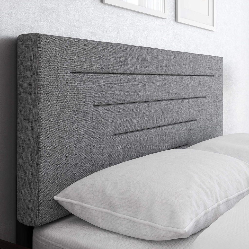 Boyd Sleep Cordoba Upholstered Platform Bed with Headboard and Durable Mattress Foundation with Strong Wood Slat Supports, Box Spring Required: Twin, Gray