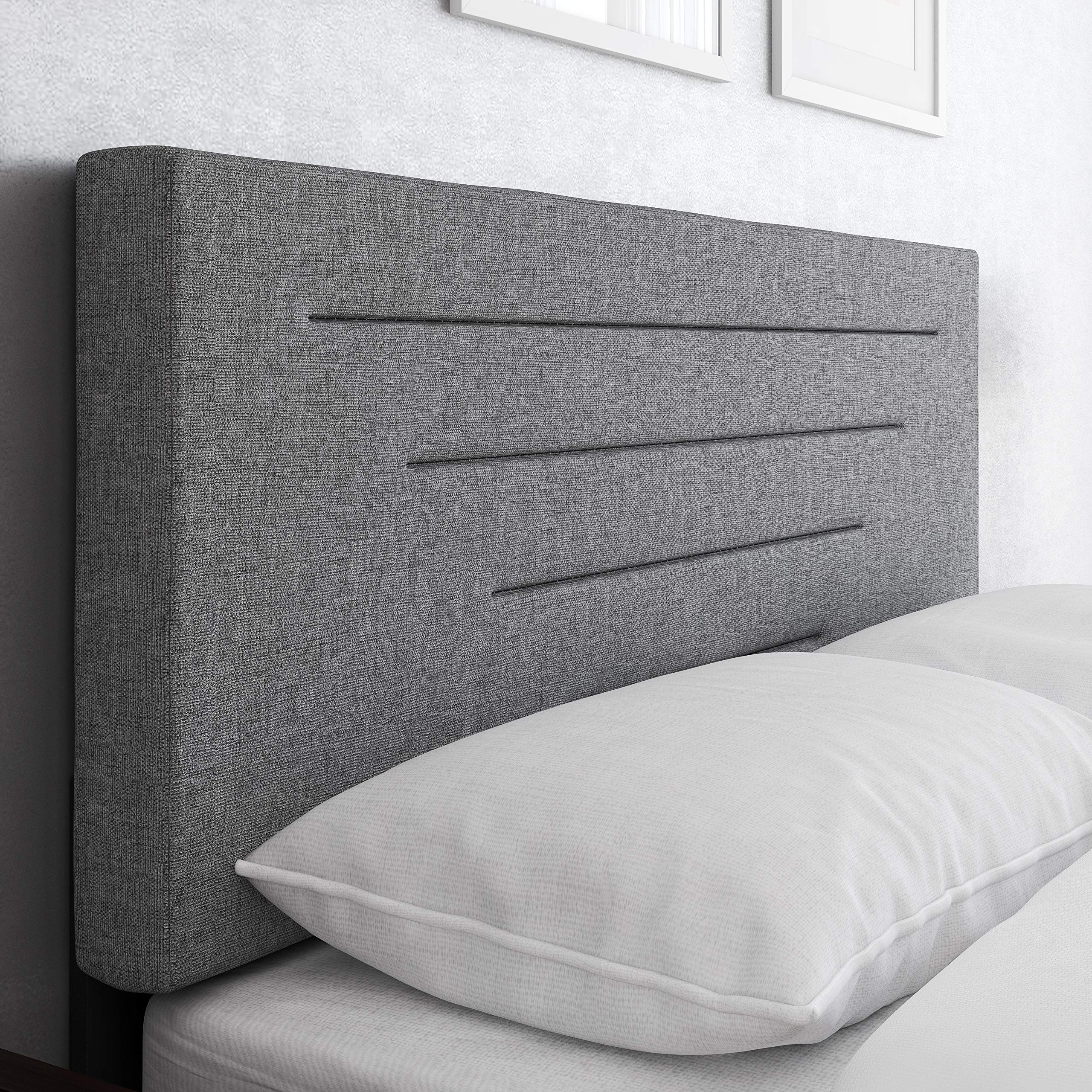Boyd Sleep Cordoba Upholstered Platform Bed with Headboard and Durable Mattress Foundation with Strong Wood Slat Supports, Box Spring Required: Twin, Gray