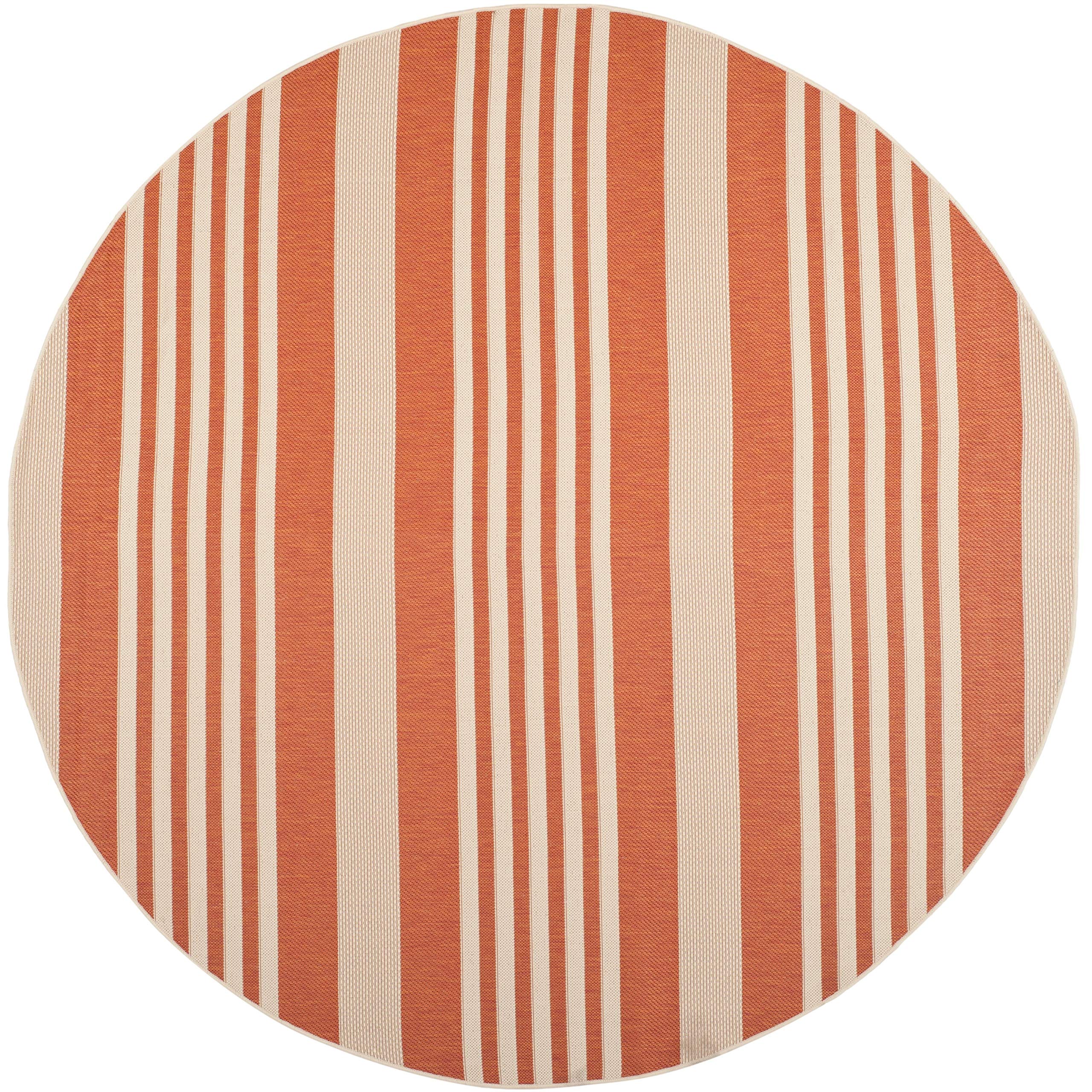 SAFAVIEH Courtyard Collection 4 Round Terracotta/Beige CY6062 Stripe Indoor/ Outdoor Patio Backyard Mudroom Area Rug