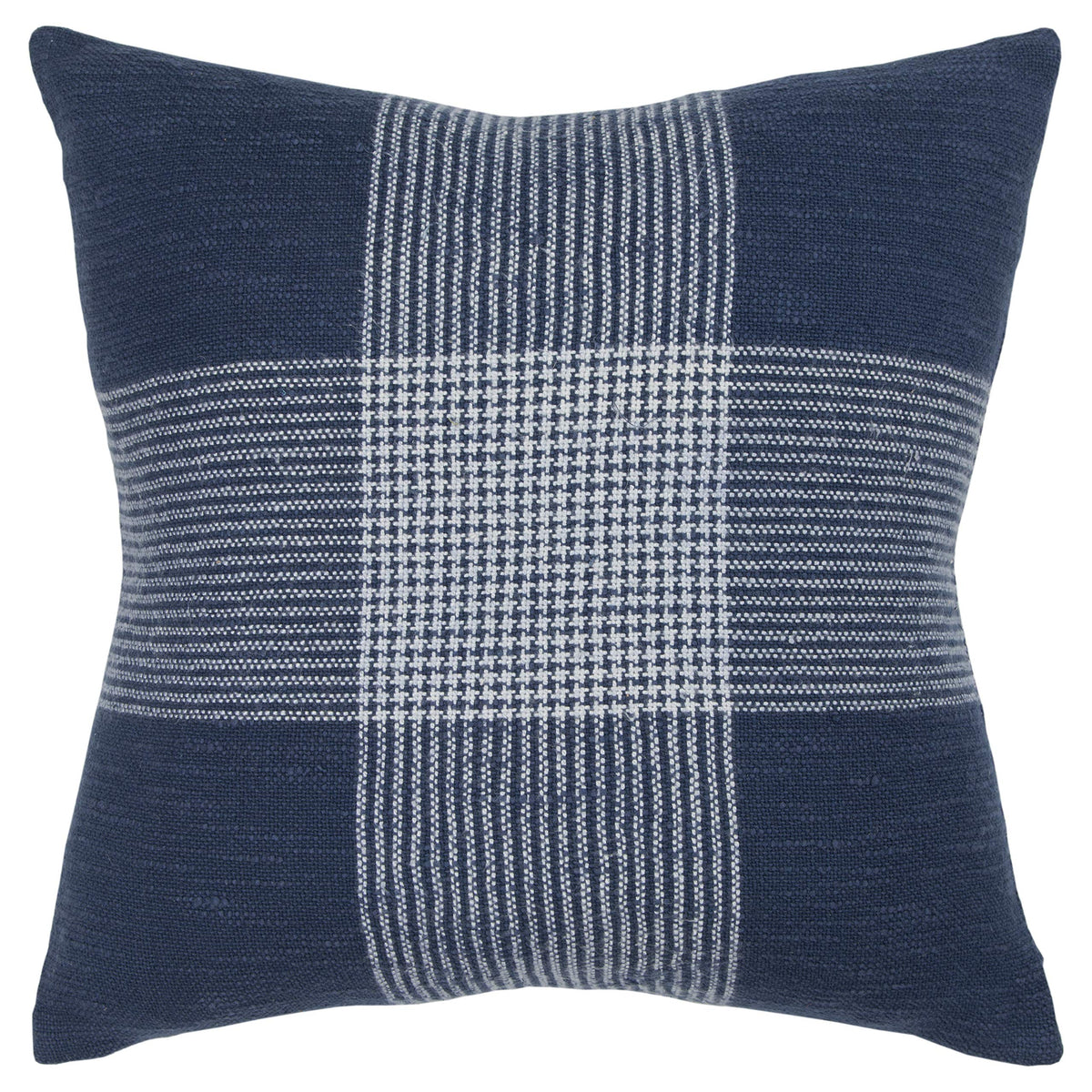 Rizzy Home Decorative Plaid Poly Filled Pillow Blue 20&quot;X20&quot;