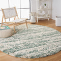 SAFAVIEH Hudson Shag Collection Area Rug - 7 Round, Ivory & Green, Modern Design, Non-Shedding & Easy Care, 2-inch Thick Ideal 