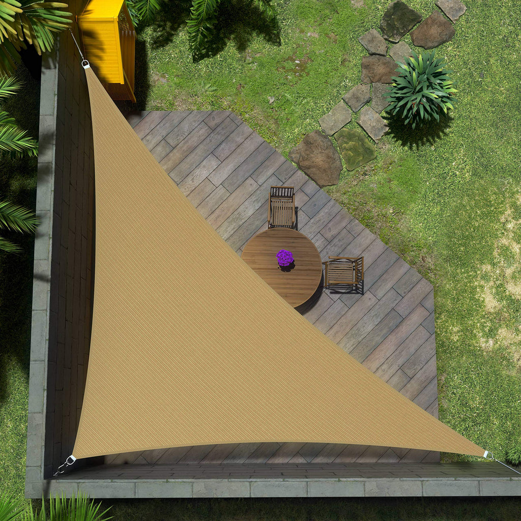Amgo Custom Size 6' X 9' X 10.8' Sand Beige Triangle Sun Shade Sail Upf50+ Agtaprt14, Order To Make Canopy Awning, 95% Uv Blockage, Water & Air Permeable, Commercial Standard (We Customize)