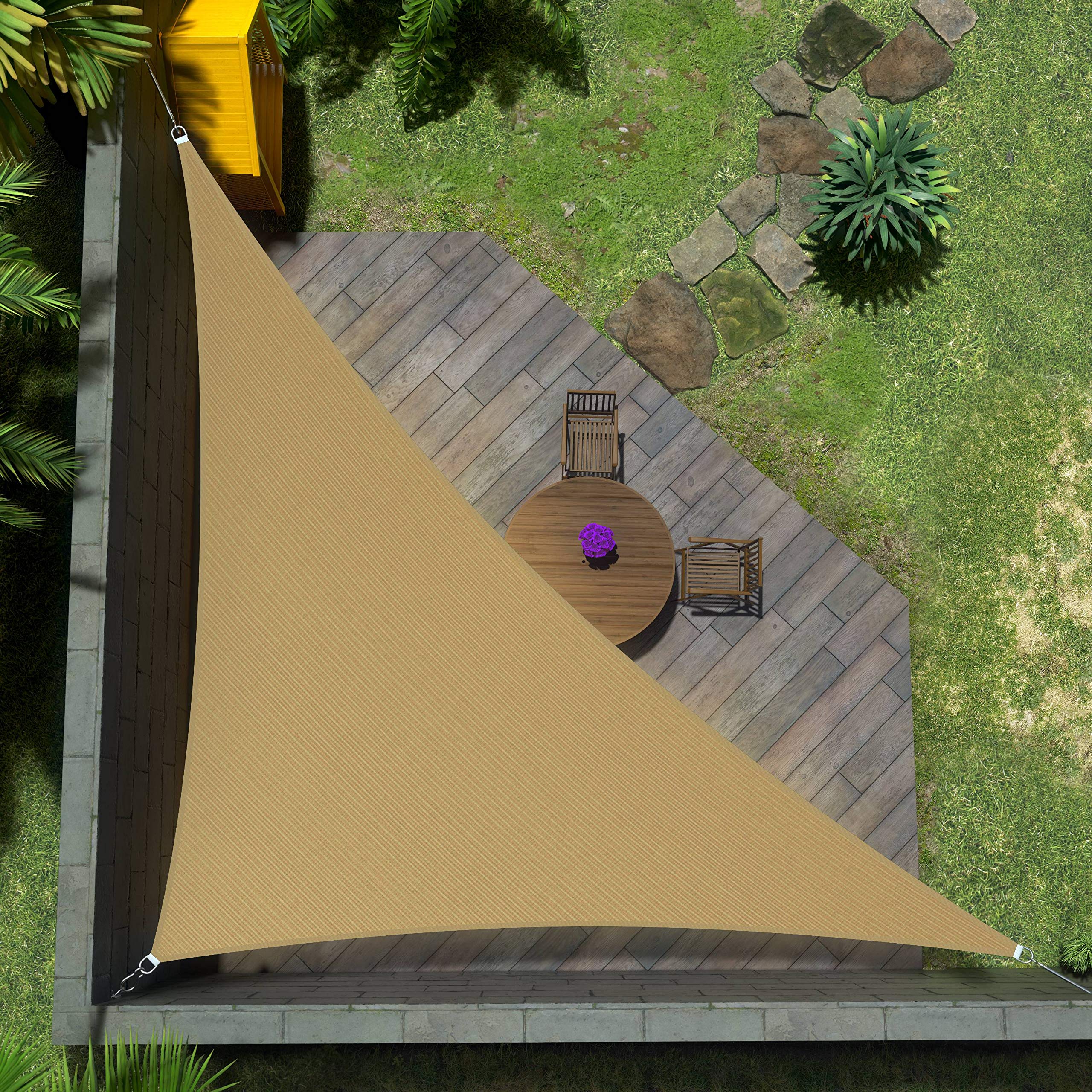 Amgo Custom Size 14' X 21' X 25.2' Sand Beige Right Triangle Sun Shade Sail Upf50+ Agtapt8, Order To Make Canopy Awning, 95% Uv