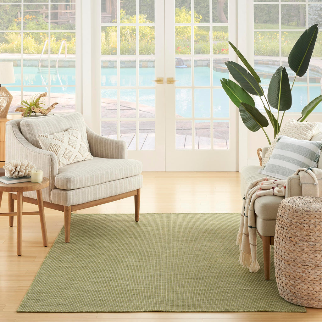 Nourison Positano Indoor/Outdoor Green 8' X 10' Area Rug, Easy Cleaning, Non Shedding, Bed Room, Living Room, Dining Room, Backyard, Deck, Patio (8X10)