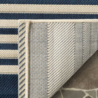 Safavieh Courtyard Collection Area Rug - 6'7'' X 9'6'', Navy & Beige, Non-Shedding & Easy Care, Indoor/Outdoor & Washable-Ideal