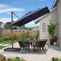 Purple Leaf 8 Feet Patio Umbrella Outdoor Cantilever Square Umbrella Aluminum Offset Umbrella With 360-Degree Rotation For Garden Deck Pool Patio, Navy Blue