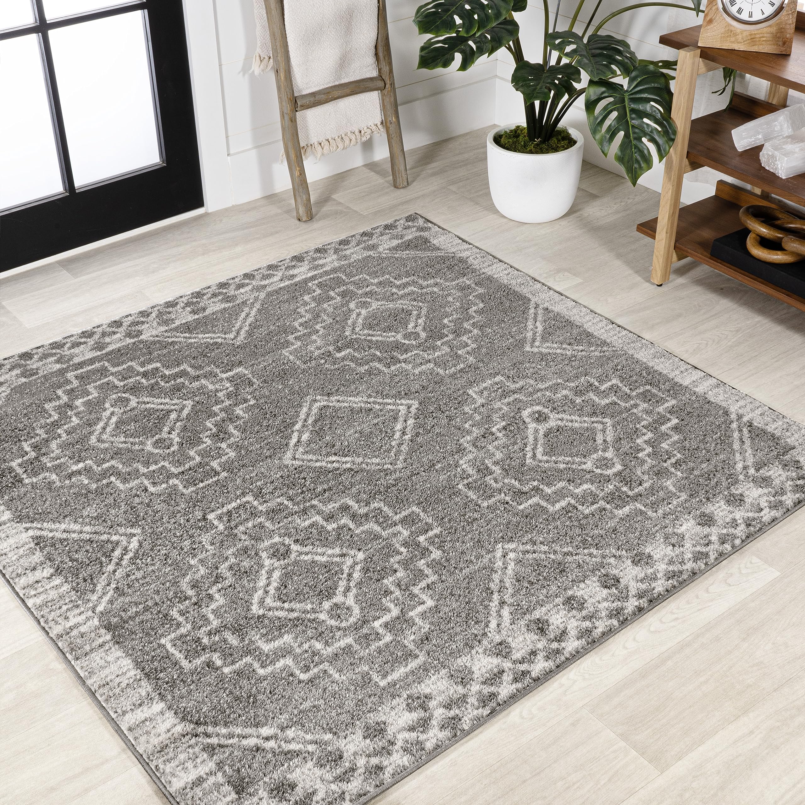 JONATHAN Y MOH200C-3SQ Amir Moroccan Beni Souk Area Rug, Bohemian, Scandinavian, Transitional, Rustic for Bedroom, Kitchen, Livi