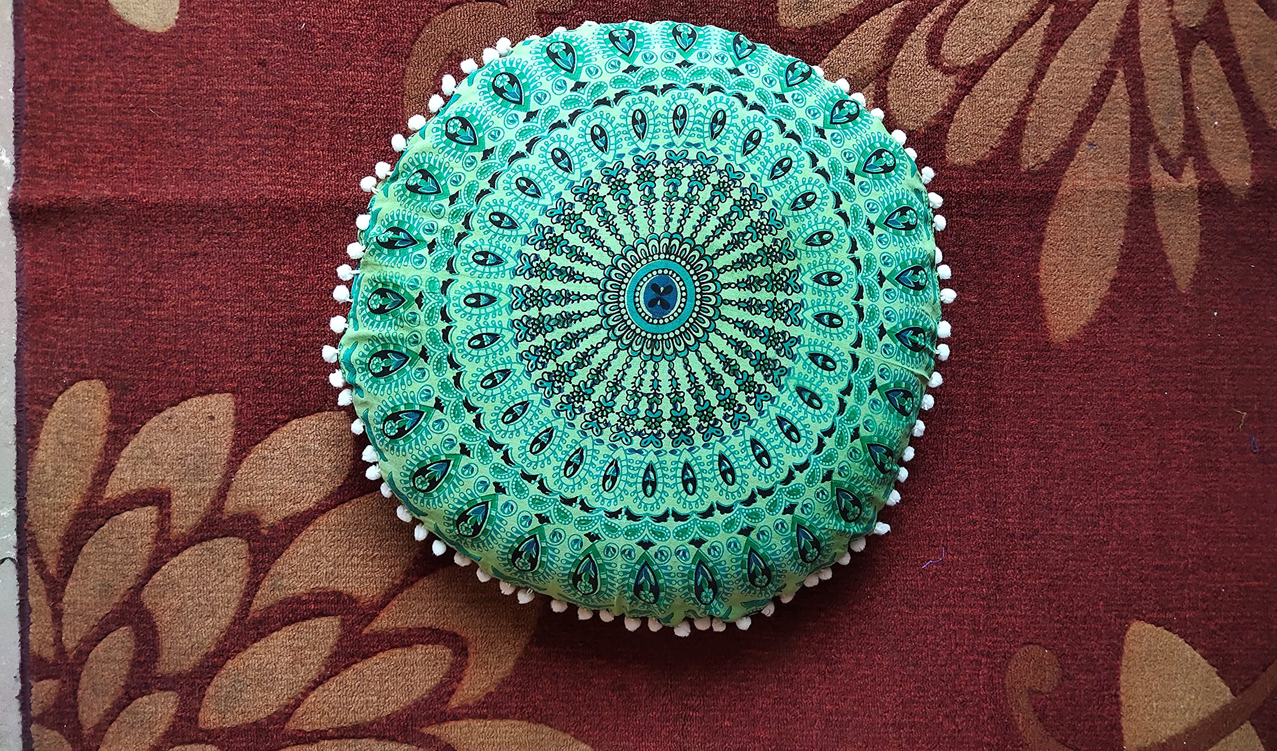 My Dream Carts 22 Inch Round Pillows Cover Only    Hippie Mandala Floor Pillow Cover Meditation Cushion Covers Pouf Case Bohemia