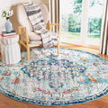 SAFAVIEH Madison Collection 8 Round Navy/Light Blue MAD447K Boho Chic Medallion Distressed Non-Shedding Dining Room Entryway Fo