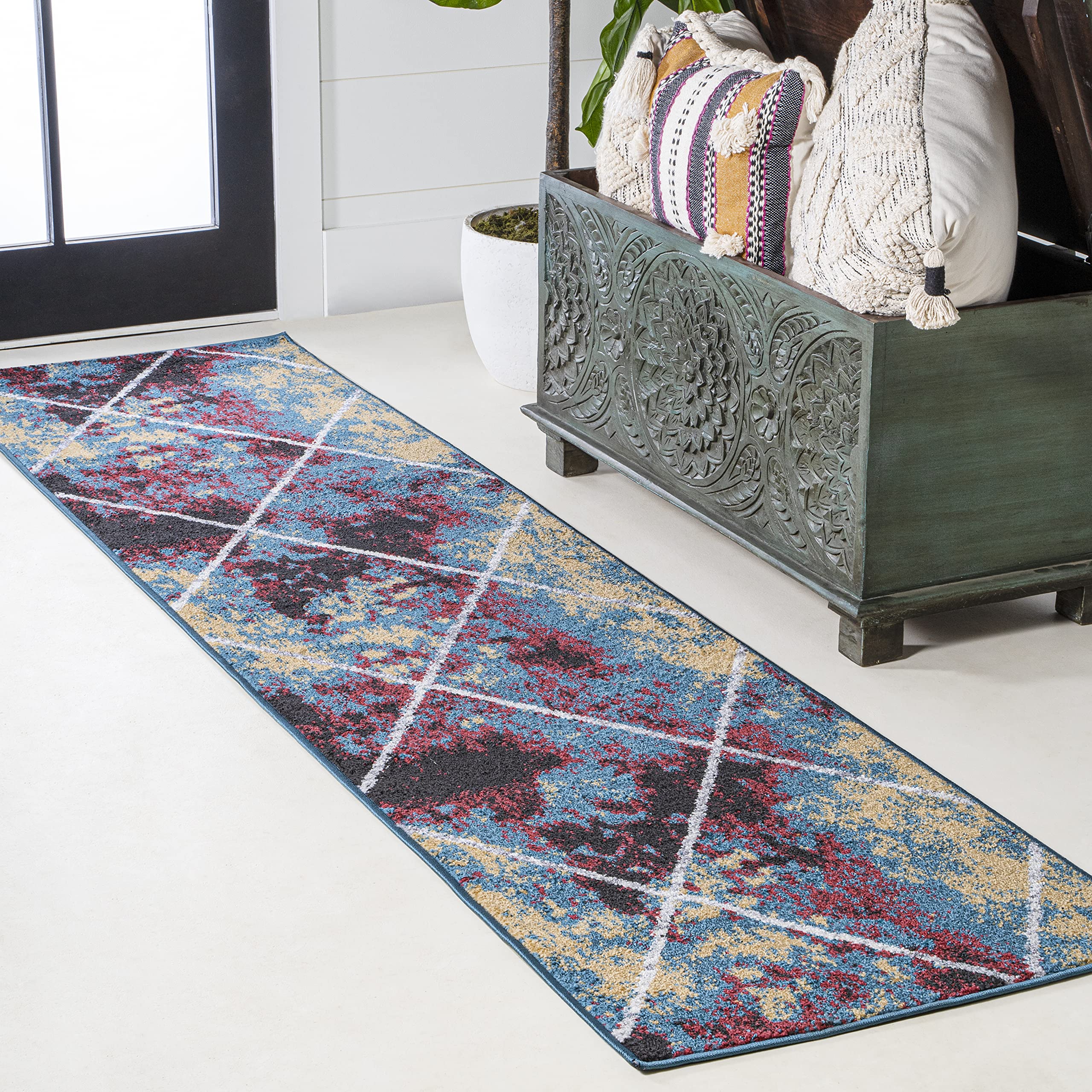 JONATHAN Y SEU102J-210 Cole Minimalist Diamond Trellis Indoor Area -Rug Modern Contemporary Casual Easy -Cleaning Bedroom Kitche
