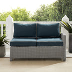 Crosley Furniture KO70015GY-NV Bradenton Outdoor Wicker Right Corner Sectional Loveseat, Gray with Navy Cushions