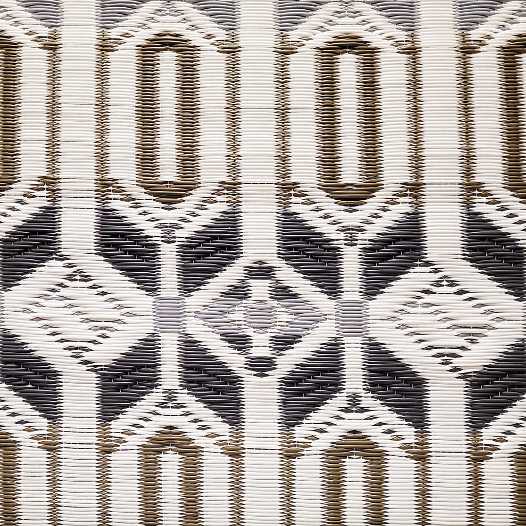 Mad Mats Geometric Moroccan Grey & White Outdoor Rug, Reversible Plastic Mat For Patio, Porch, Poolside, Mudroom, Camping, Rv, D