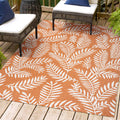 Jonathan Y Smb119E-5 Nevis Palm Frond Indoor Outdoor Area-Rug, Coastal Casual Country & Floral Easy-Cleaning,Bedroom,Kitchen,Backyard,Patio,Non Shedding, 5 X 8, Orange/Cream