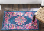 Nourison Passion Blue 22' X 34' Area Rug, Boho, Traditional, Easy Cleaning, Non Shedding, Bed Room, Living Room, Hallway, (2' X 3')