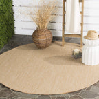 SAFAVIEH Courtyard Collection 5'3' Round Natural / Cream CY8022 Indoor/ Outdoor Patio Backyard Mudroom Area Rug