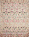Loloi LAYLA Collection, LAY-17, Pink / Lagoon,2-3 x 3-9, .13 Thick, Accent Rug, Soft, Durable, Vintage Inspired, Distressed, L