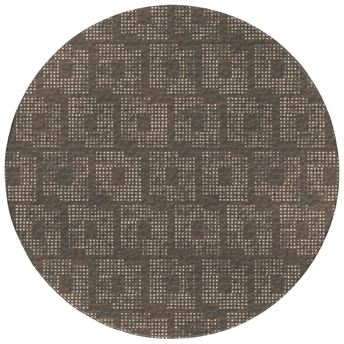 Addison Rugs Eleanor Aer31 Brown 8' X 8' Indoor Outdoor Round Rug, Easy Clean, Machine Washable, Non Shedding, Bedroom, Living Room, Dining Room, Kitchen, Patio Rug