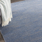 Nourison Essentials Indoor/Outdoor Blue/Grey 5' X Square Area -Rug, Easy -Cleaning, Non Shedding, Bed Room, Living Room, Dining Room, Backyard, Deck, Patio (5 Square)