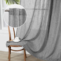 Mysky Home Sheer Curtains For Bedroom, Kitchen Curtain Panels Cotton Polyester Blend Fabric Linen Look Texture Light Filtering P