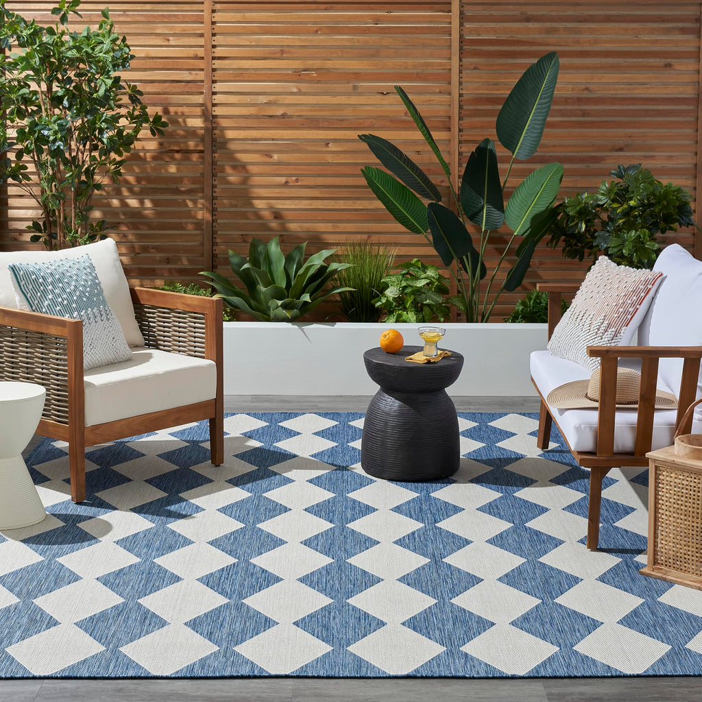 Nourison Positano Indoor/Outdoor Navy Blue 5' X 7' Area Rug, Easy Cleaning, Non Shedding, Bed Room, Living Room, Dining Room, Backyard, Deck, Patio (5X7)