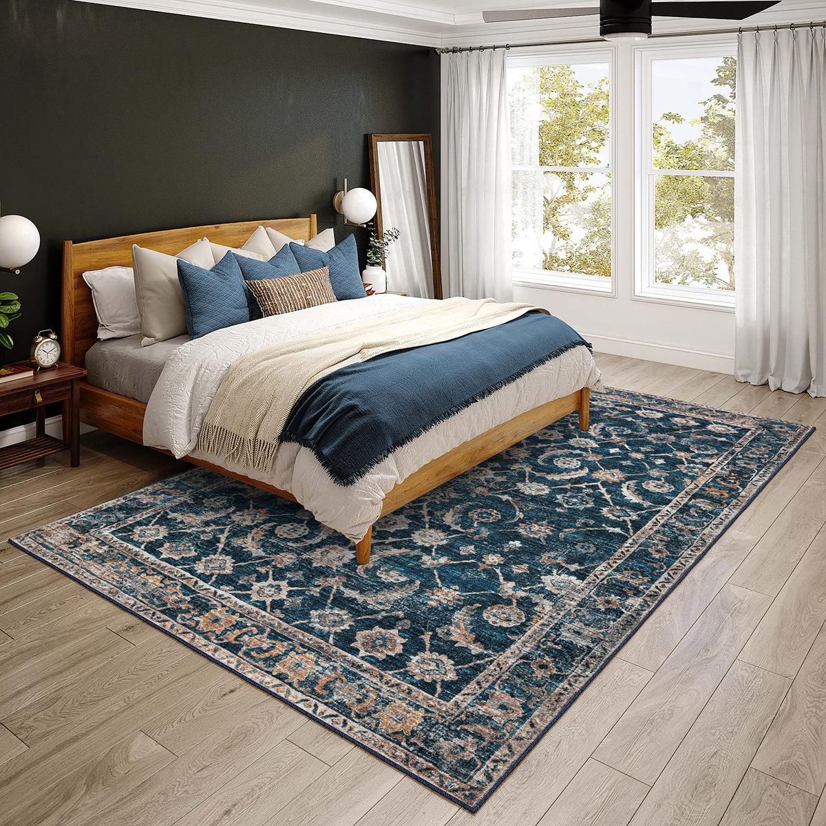 Dalyn Rugs Jericho Jc4 Navy 9' X 12' Rectangle Soft Area Rug, Easy Clean, Non Shedding, Bedroom, Entry, Living Room, Dining Room, Kitchen Rug