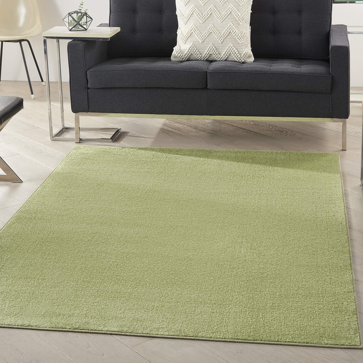 Nourison Essentials Indoor/Outdoor Green 4' X 6' Area Rug, Easy Cleaning, Non Shedding, Bed Room, Living Room, Dining Room, Back