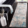 SAFAVIEH Madison Collection Runner Rug - 22 x 10, Grey & Blue, Boho Abstract Distressed Design, Non-Shedding & Easy Care, Idea