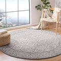 SAFAVIEH Tulum Collection Area Rug - 5 Round, Dark Grey & Ivory, Moroccan Boho Distressed Design, Non-Shedding & Easy Care, Ide