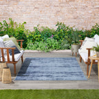 Nourison Essentials Indoor/Outdoor Solid Abstract Denim 5' X 7' Area Rug, Easy Cleaning, Non Shedding, Bed Room, Living Room, Dining Room, Backyard, Deck, Patio (5X7)