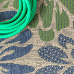 Jonathan Y Smb110B-6Sq Zinnia Modern Floral Textured Weave Indoor Outdoor -Area Rug Bohemian Coastal Easy-Cleaning Bedroom Kitchen Backyard Patio Non Shedding, 6' Square, Navy/Green