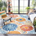 SAFAVIEH Cabana Collection Area Rug - 10 x 14, Creme & Red, Floral Design, Non-Shedding & Easy Care, Indoor/Outdoor & Washable