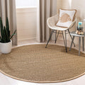 SAFAVIEH Natural Fiber Collection Area Rug - 9 Round, Natural & Beige, Border Herringbone Seagrass Design, Easy Care, Ideal for