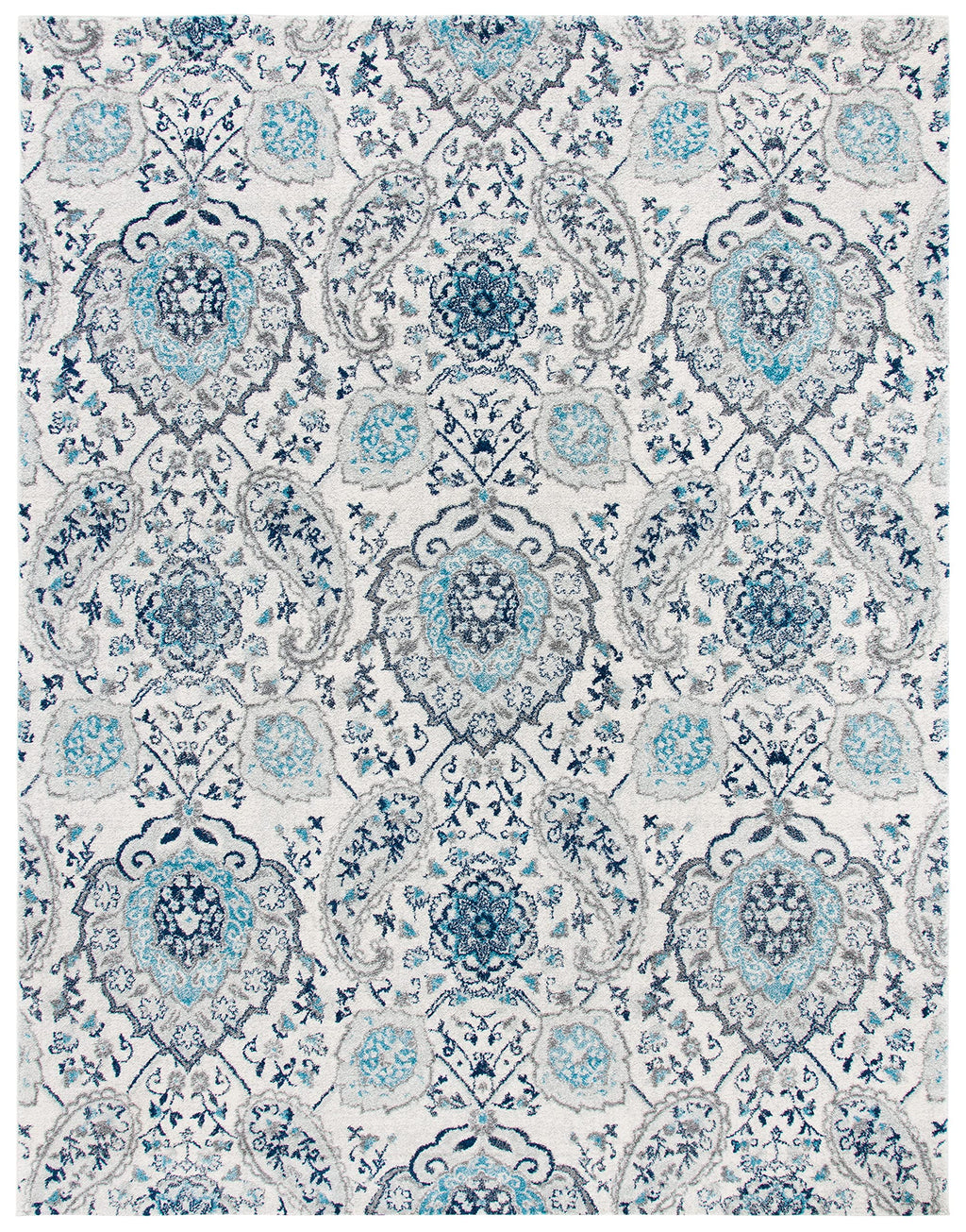 Safavieh Madison Collection X-Large Area Rug - 11' X 15', Cream & Light Grey, Boho Chic Glam Paisley Design, Non-Shedding & Easy