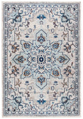 SAFAVIEH Madison Collection Accent Rug - 22 x 4, Ivory & Light Blue, Medallion Distressed Design, Non-Shedding & Easy Care, Id