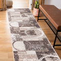 Rugshop Contemporary Abstract Circle Design Soft Runner Rug 2' x 7'2'' Brown