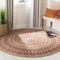 SAFAVIEH Natural Fiber Round Collection 3 Round Pink NF802P Handmade Boho Mandala Braided Jute Area Rug