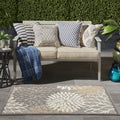 Nourison Aloha Indoor/Outdoor Area Rug 3' X 5', Natural, Rectangular, 0.25' Thick, Tropical Botanical Easy -Cleaning Non Sheddi