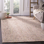 SAFAVIEH Abstract Collection Area Rug - 8' x 10', Beige & Rust, Handmade Wool, Ideal for High Traffic Areas in Living Room, Bedr
